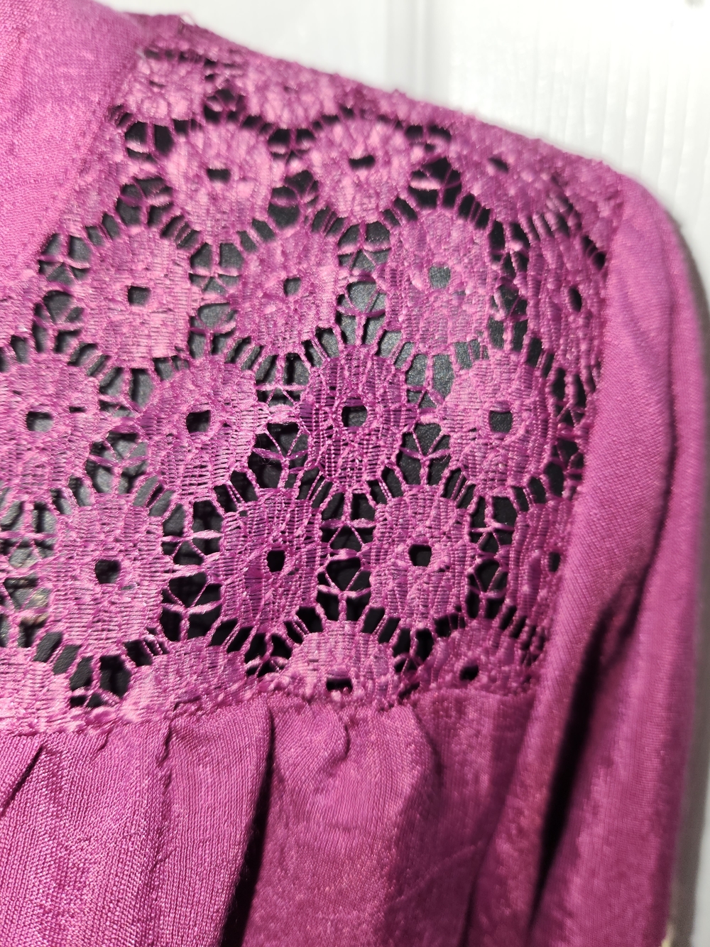 🍉Embroidered Magenta Button-Front Tunic Top - Picture 6 of 8